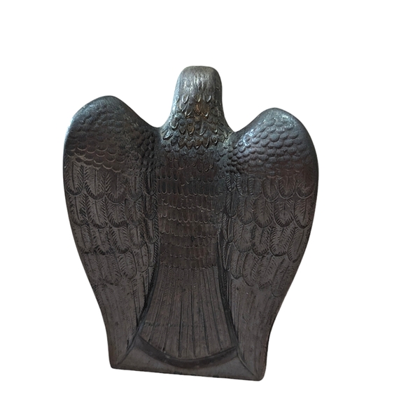 Rare Antique Solid Brass Flagstaff Eagle Dark Acadia Rustic Statue Patriotic - Picture 3 of 5